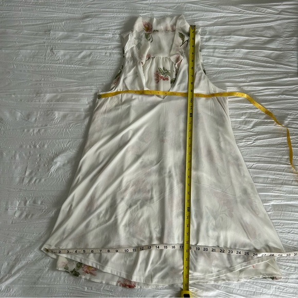 FOREVER 21 Women’s‎ Mini Babydoll Dress White Floral Chiffon Halter Tie Lined M - Picture 12 of 14